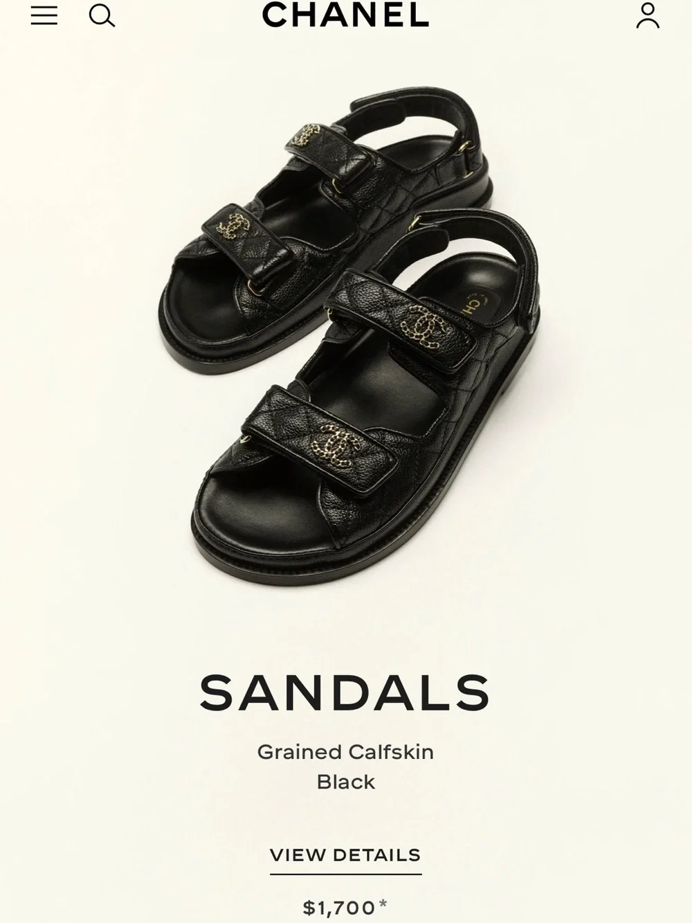 CHANEL Black Quilted Leather Double-Strap Sandals with Gold CC Logo
